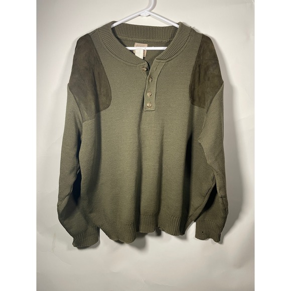 Vintage Filson Henley Guide Sweater Mens L Olive Green 100% Virgin Wool USA Made - Picture 1 of 10